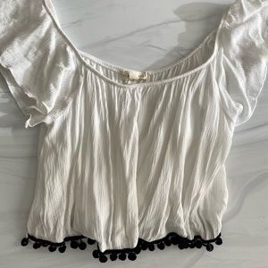 Black & white Pom Pom crop top from F21 size small